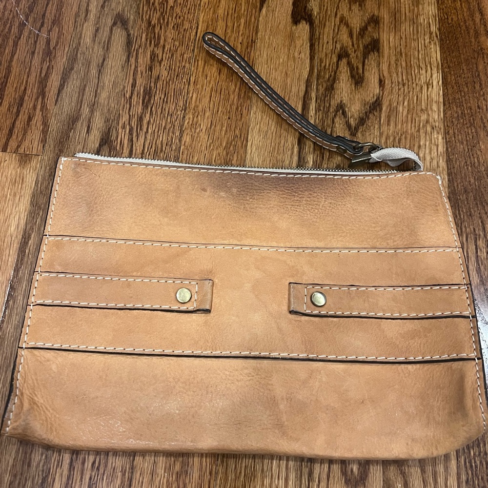 PRATESI Firenze Women’s Hand Bag Clutch Wristlet Leather Suede Brown - Picture 5 of 9